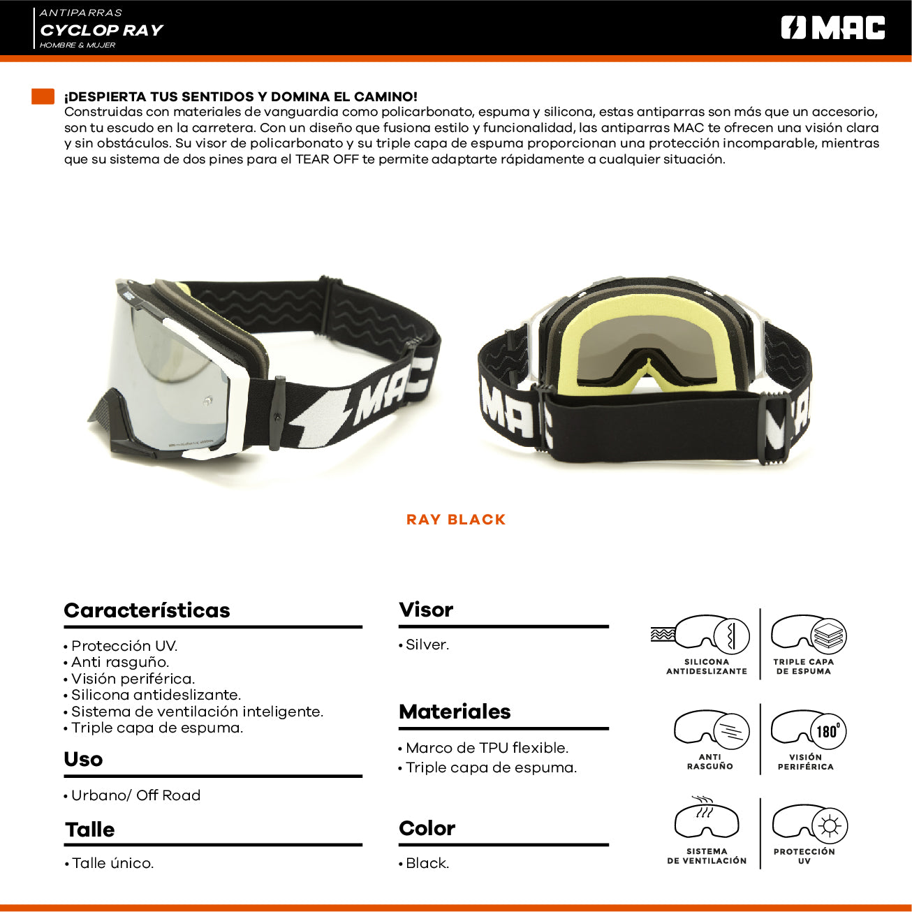 Antiparra MAC Cyclop Ray Blanco / Negro